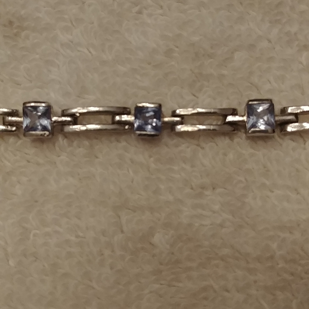 .925 SS & Aquamarine 7 1/4" Bracelet